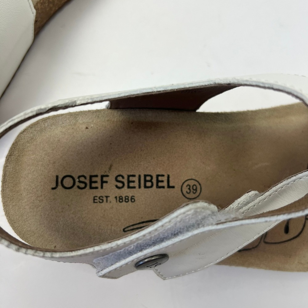 Josef Seibel Tonga 25 White Leather Strappy Cork Wedge Sandals EU 39 US 8.5 Boho - Picture 7 of 9